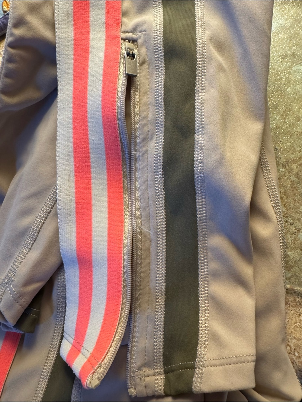 Free People Beige Leggings with Coral Stitching Accents - Picture 7 of 8